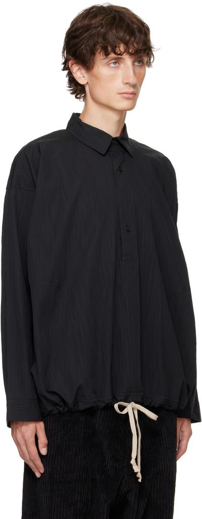 Jan-Jan Van Essche Black O-Project Wrinkled Poplin Popover Shirt