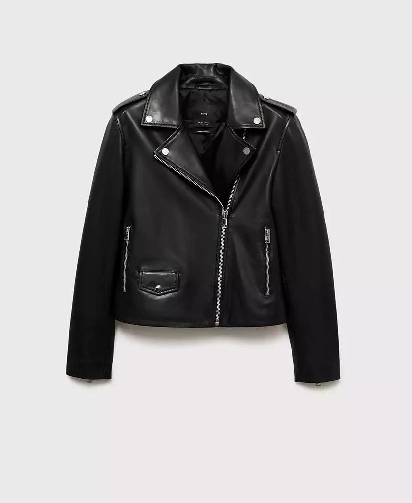 Mango Women's Leather Biker Jacket 9
