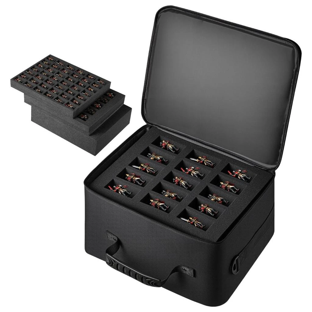 VVOR Miniature Storage Carrying Figure Bag, Fits for 1:500-1:750 Scale Models, Miniature Transport Bag with Adjustable Shoulder Strap, 3 Foam Layers for Large Storage Capacity (Minis Not Included)