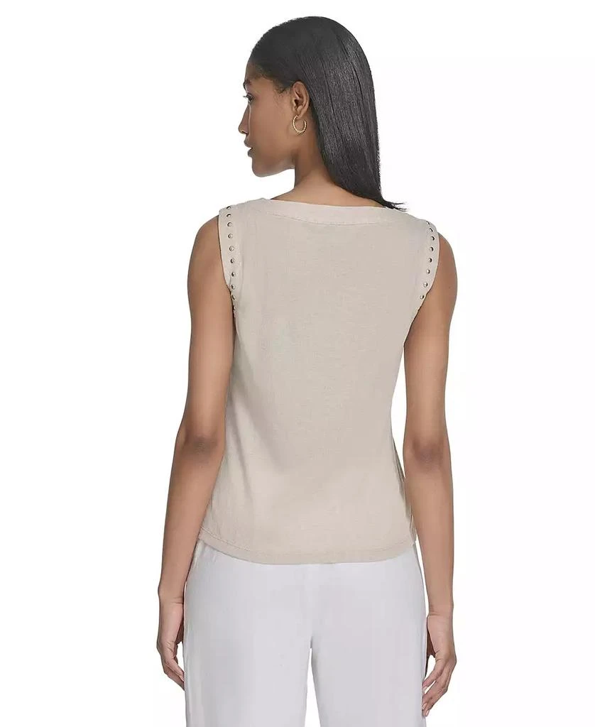 HALSTON Women's Rhinestone-Armhole Round-Neck Top 3