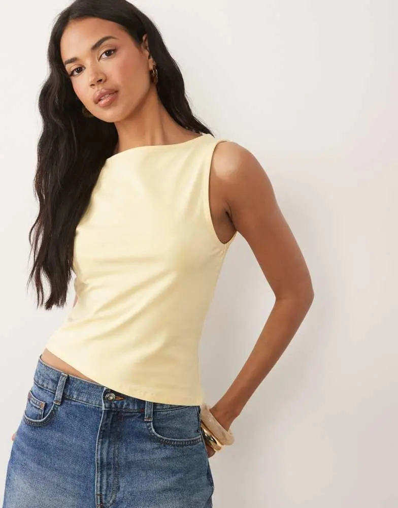 ASOS ASOS DESIGN cotton tank top with asymmetric hem in yellow