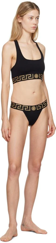 Versace Black Greca Border Thong 4