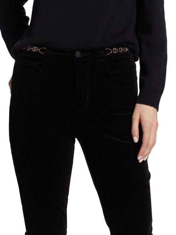 L'Agence Stevie Chain-Embellished Velvet Pants 4