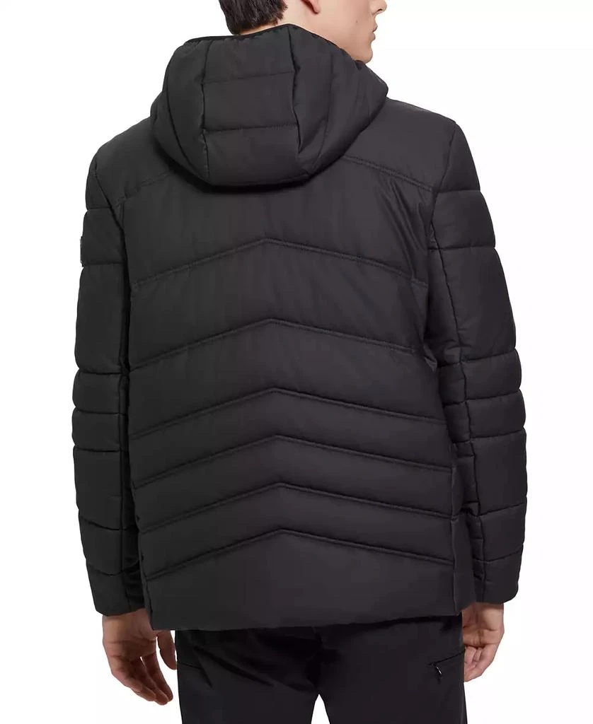 GUESS Men's Quilted Faux Leather Hooded Jacket 2