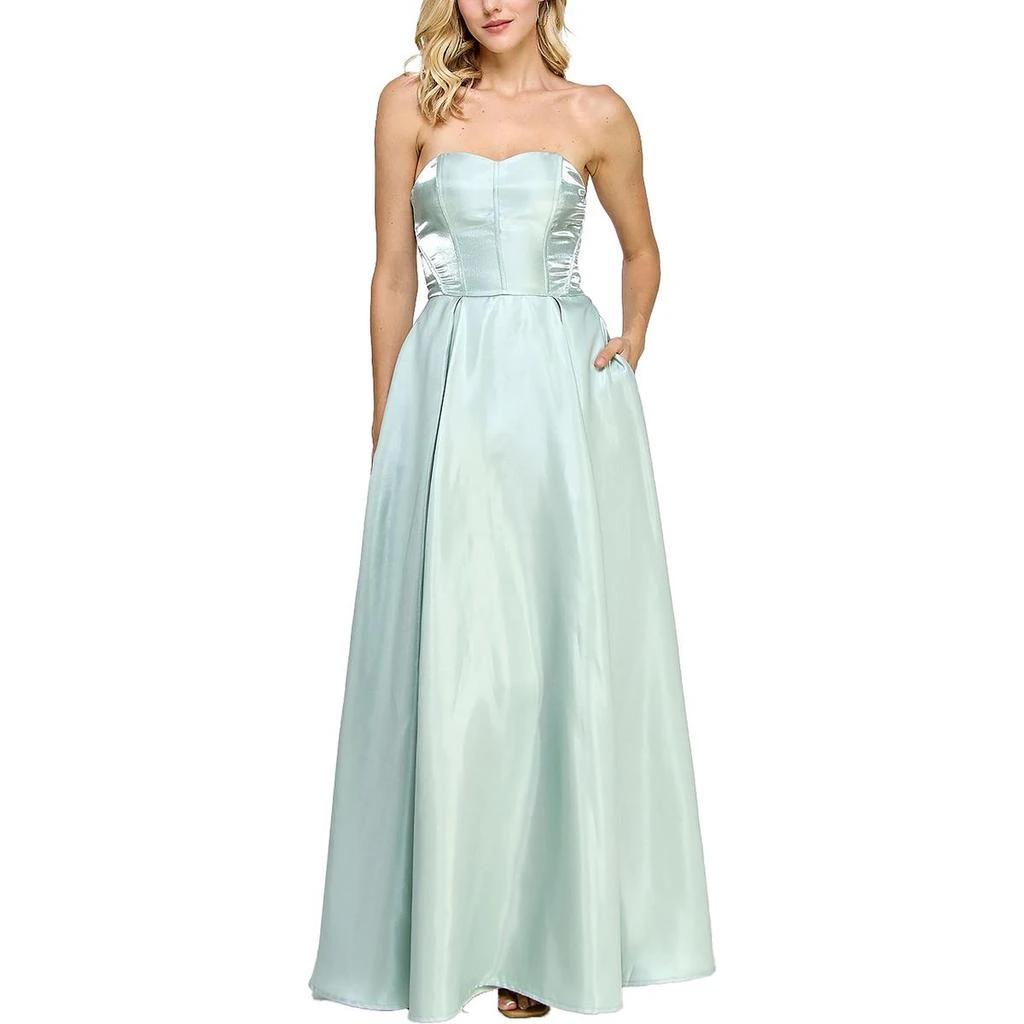 Speechless Womens Shimmer Strapless Evening Dress 3