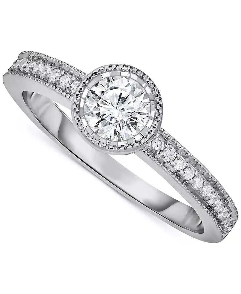 Macy's Diamond Bezel Milgrain Engagement Ring (5/8 ct. t.w.) in 14k White Gold 1