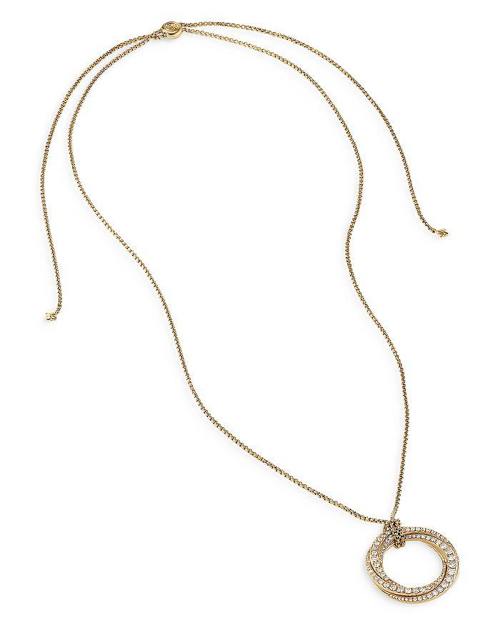 David Yurman Pavé Crossover Pendant Necklace in 18K Yellow Gold with Diamonds, 30mm