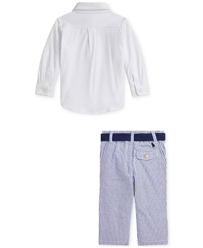 Ralph Lauren Baby Boys Button-Down Shirt, Belt & Seersucker Pants Set