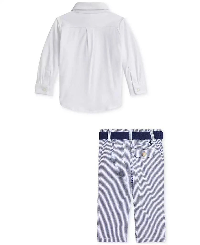 Ralph Lauren Baby Boys Button-Down Shirt, Belt & Seersucker Pants Set 2