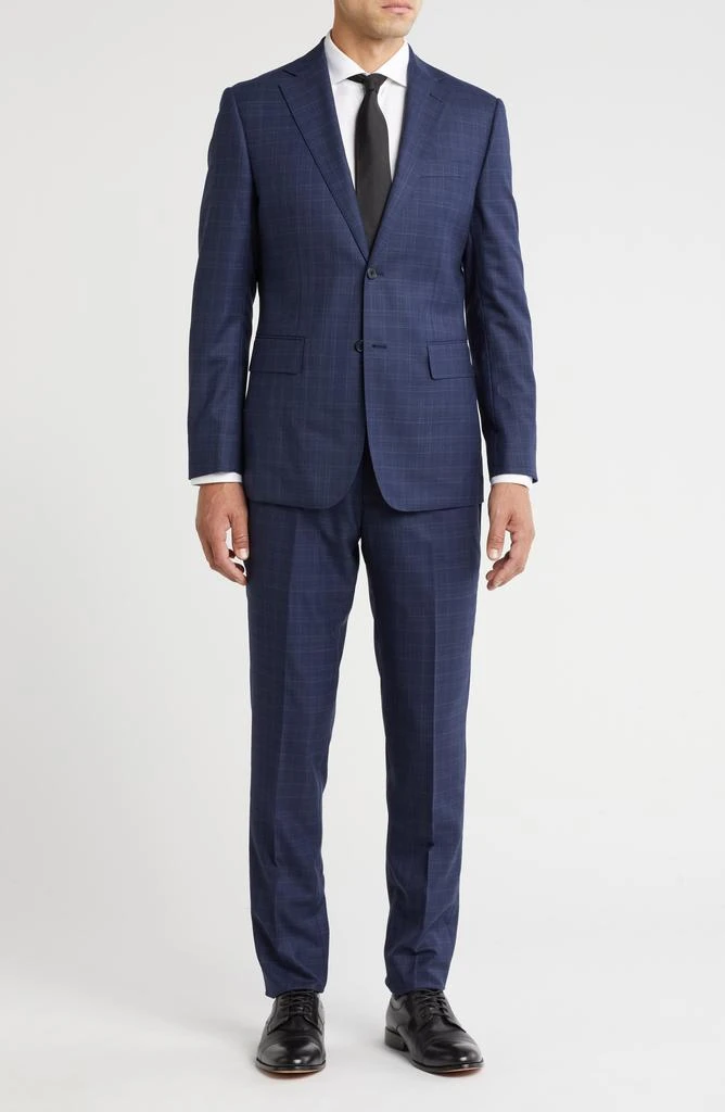 English Laundry Plaid Trim Fit Notch Lapel Wool Blend Two-Piece Suit