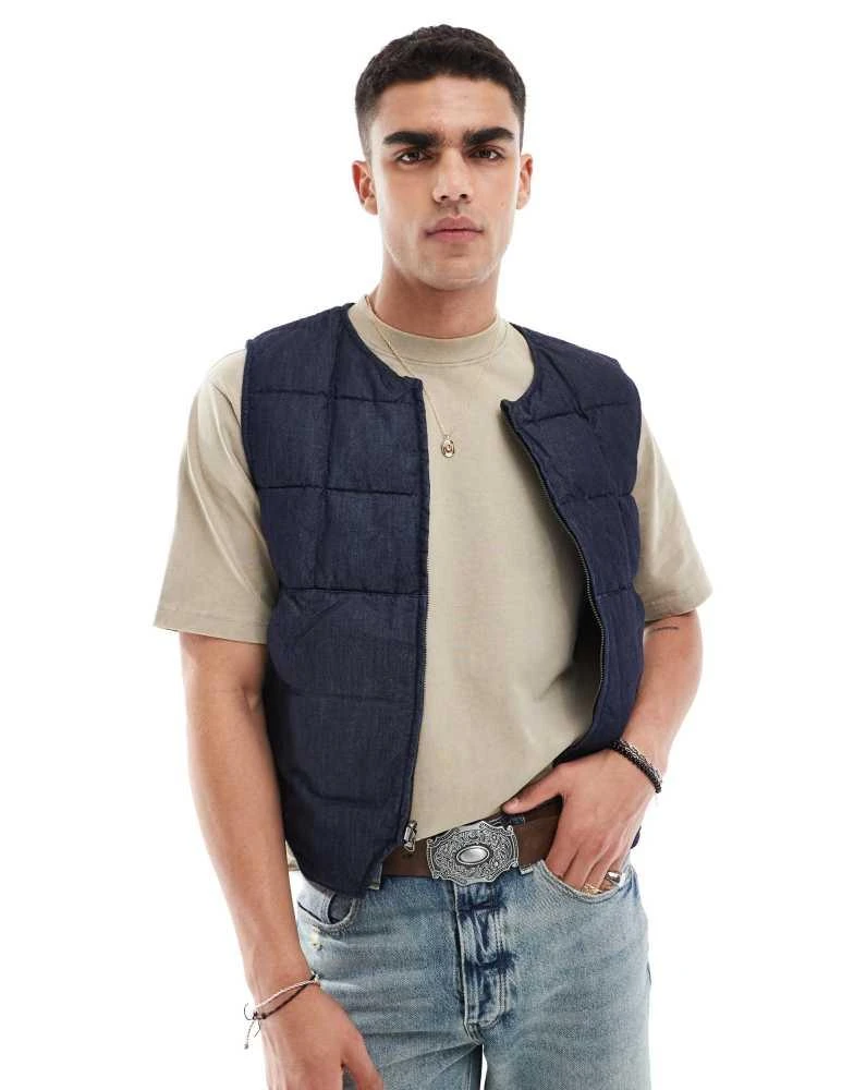 Levi's Levi's 3 in 1 quilted vest denim trucker jacket in mid blue 4