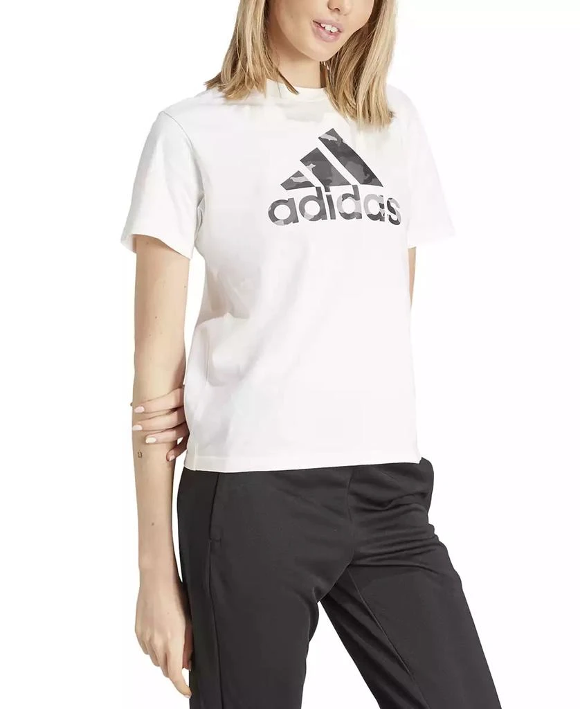 Adidas Women's Camo Logo Crewneck Cotton T-Shirt 3