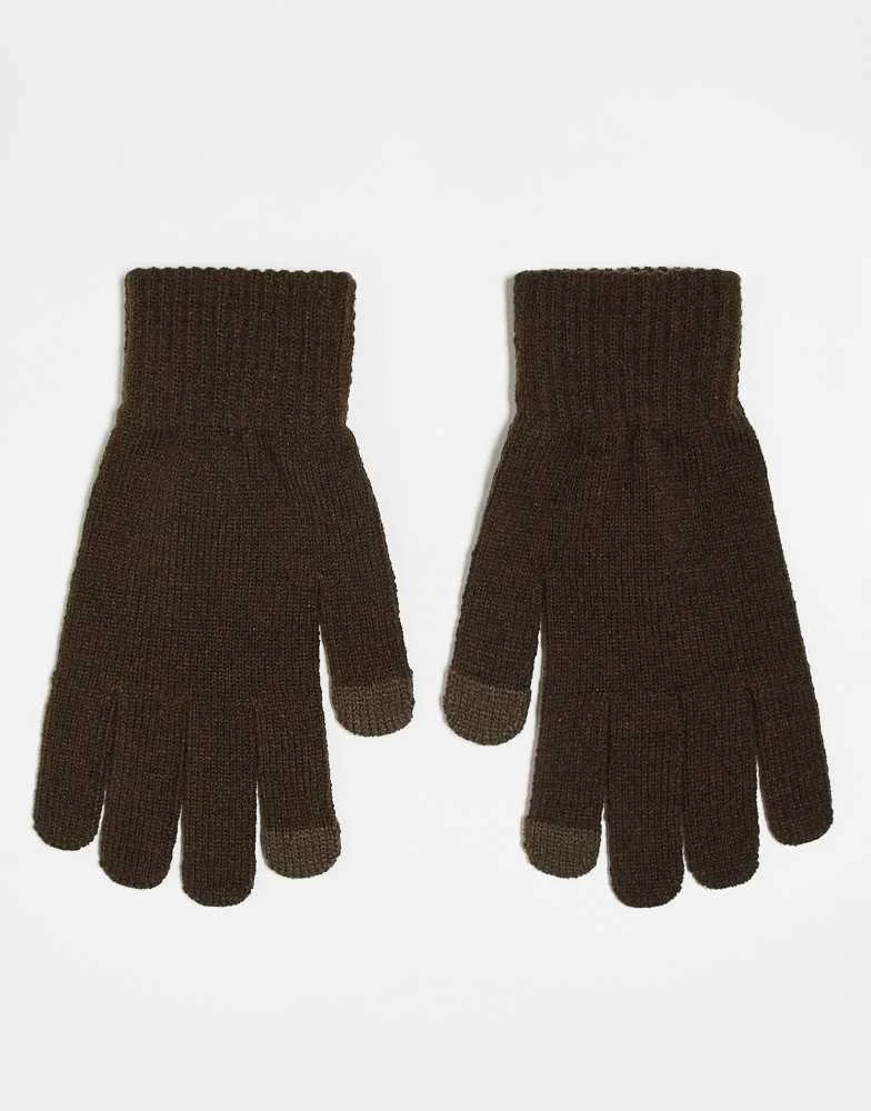 ASOS ASOS DESIGN touchscreen gloves in brown 1