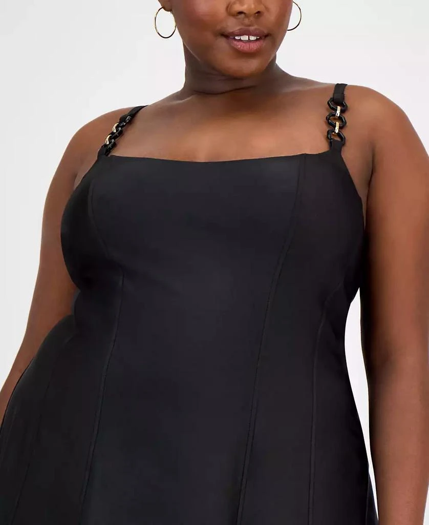 City Studios Trendy Plus Size Satin Chain-Strap Dress 5
