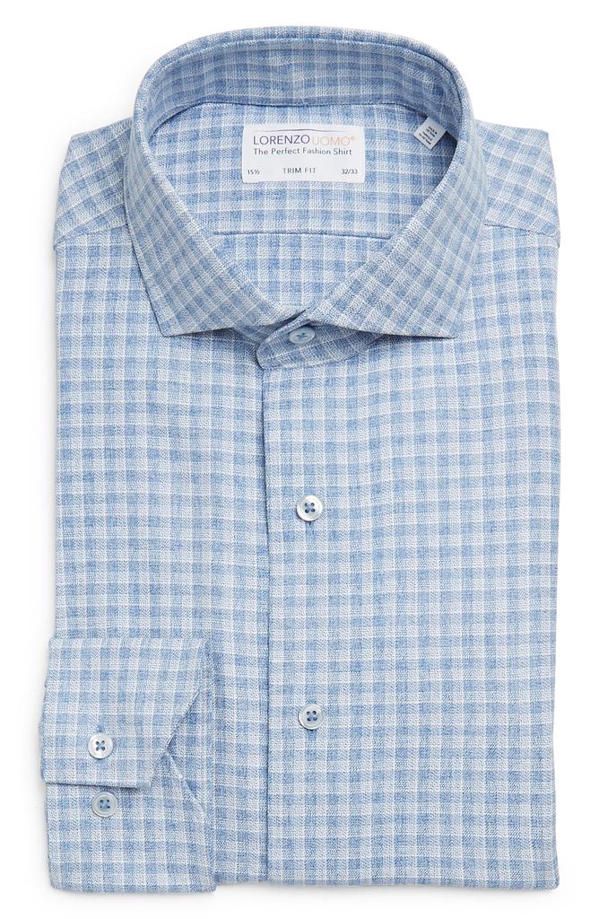 Lorenzo Uomo Heathered Check Print Long Sleeve Trim Fit Shirt