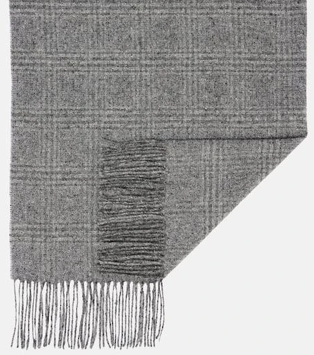 Brunello Cucinelli Prince of Wales check silk and wool-blend scarf 5