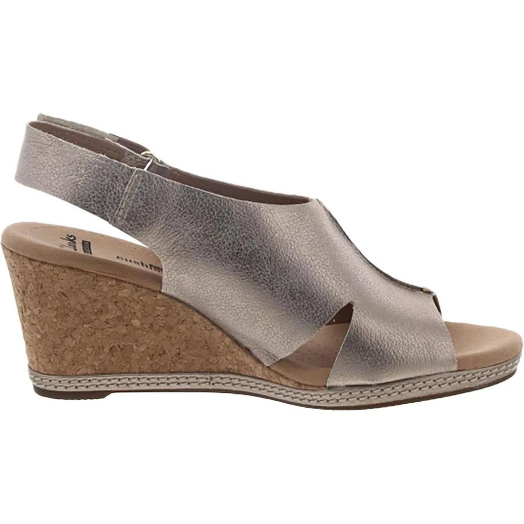 Clarks Helio Float4 Womens Faux Suede Cork Wedge Sandals 2