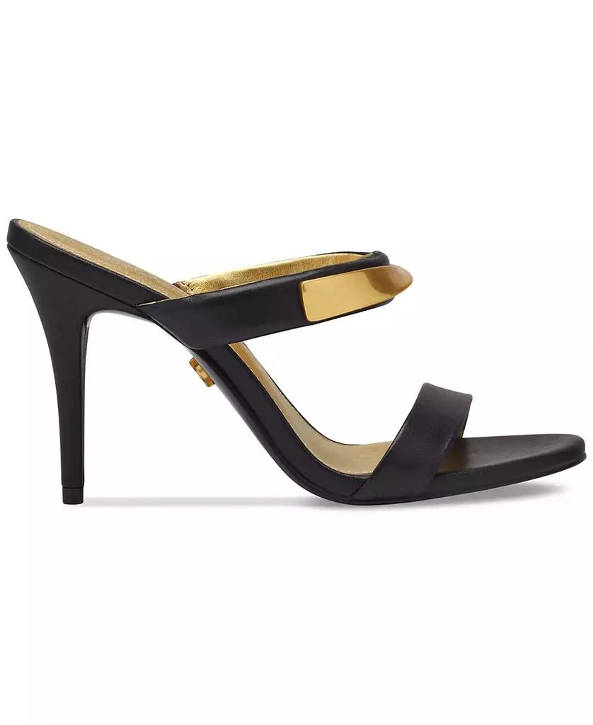 Donna Karan Women's Sabina Leather Double Band Slide Stiletto Heel Dress Sandals 2