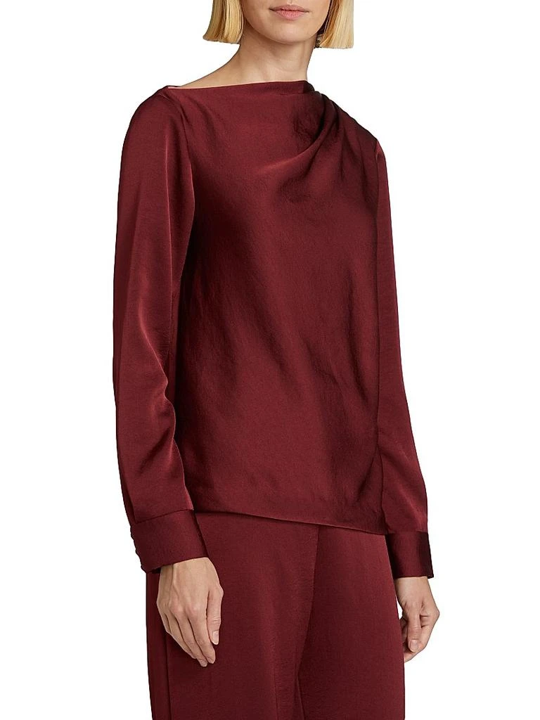 LELA ROSE Satin Asymmetric Gathered Blouse 4