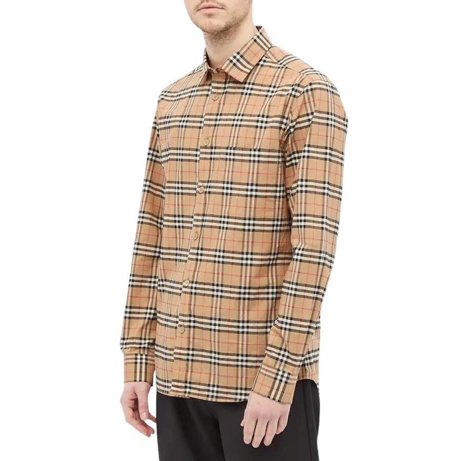 Burberry Men's Small Scale Check Stretch Cotton Long-sleeve Shirt