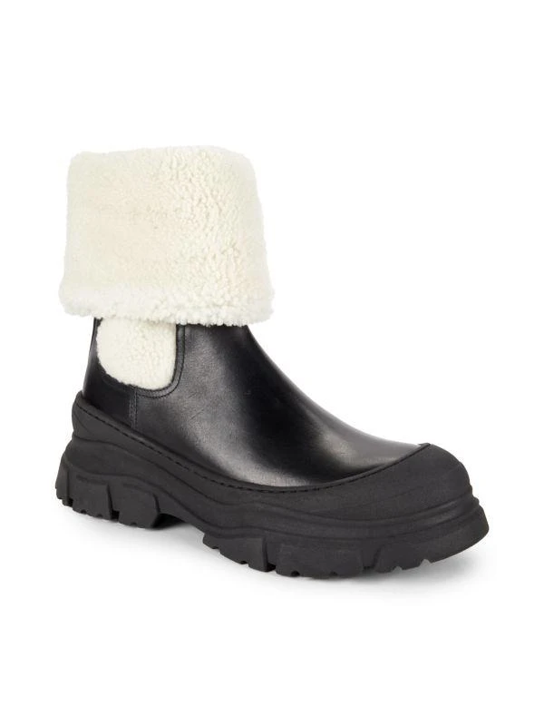 Brunello Cucinelli Leather & Shearling Fold-Over Chelsea Boots 2