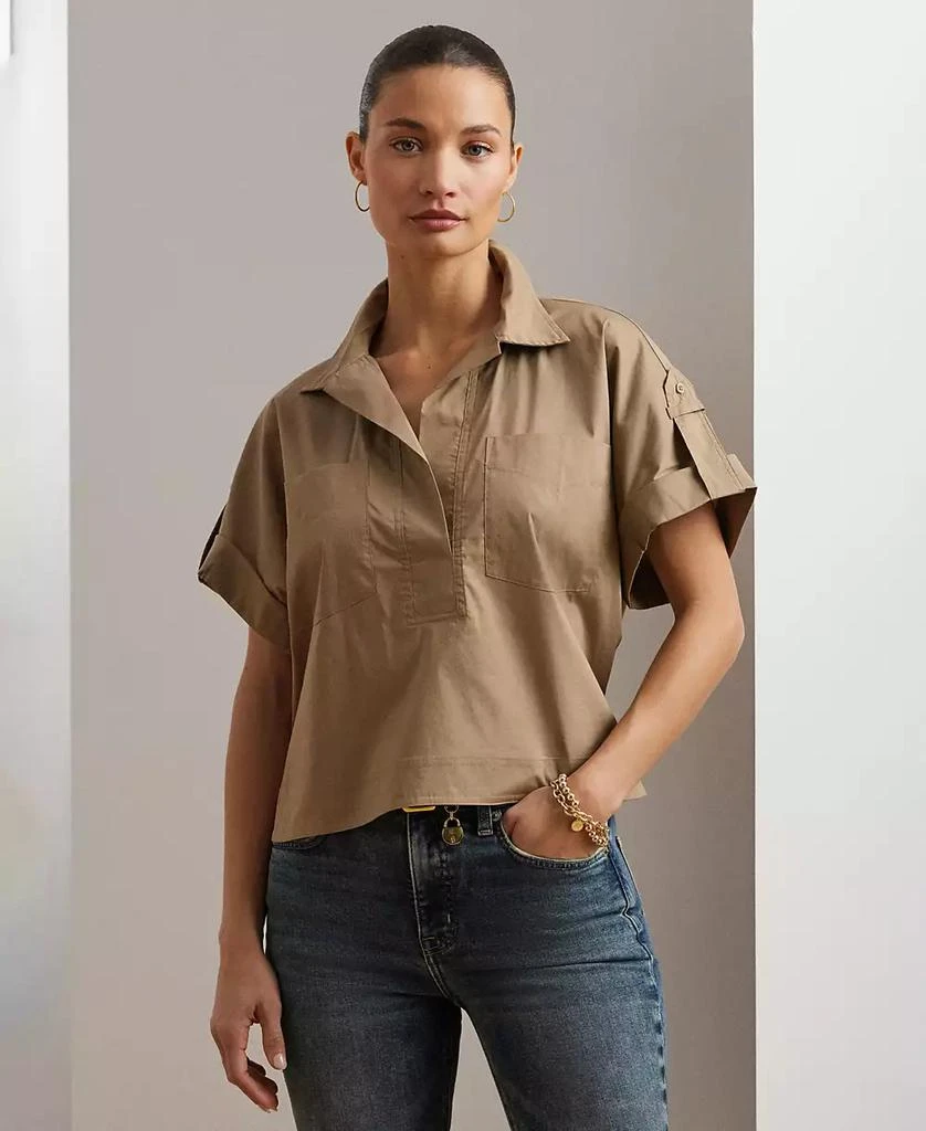 Ralph Lauren Women's Cotton-Blend Short-Sleeve Camp Shirt 1