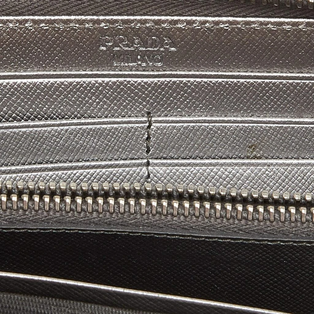 Prada Prada Silver Saffiano Lux Leather Zip Around Wallet 7