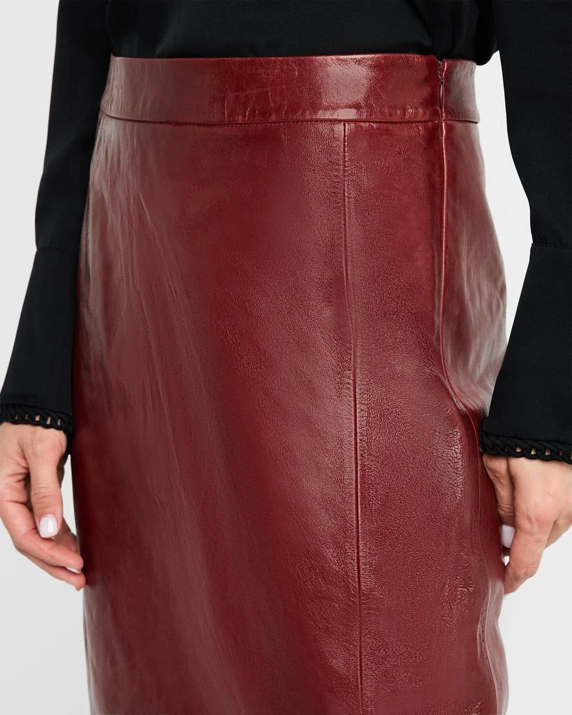 Kobi Halperin Hepburn A-Line Leather Midi Skirt 5