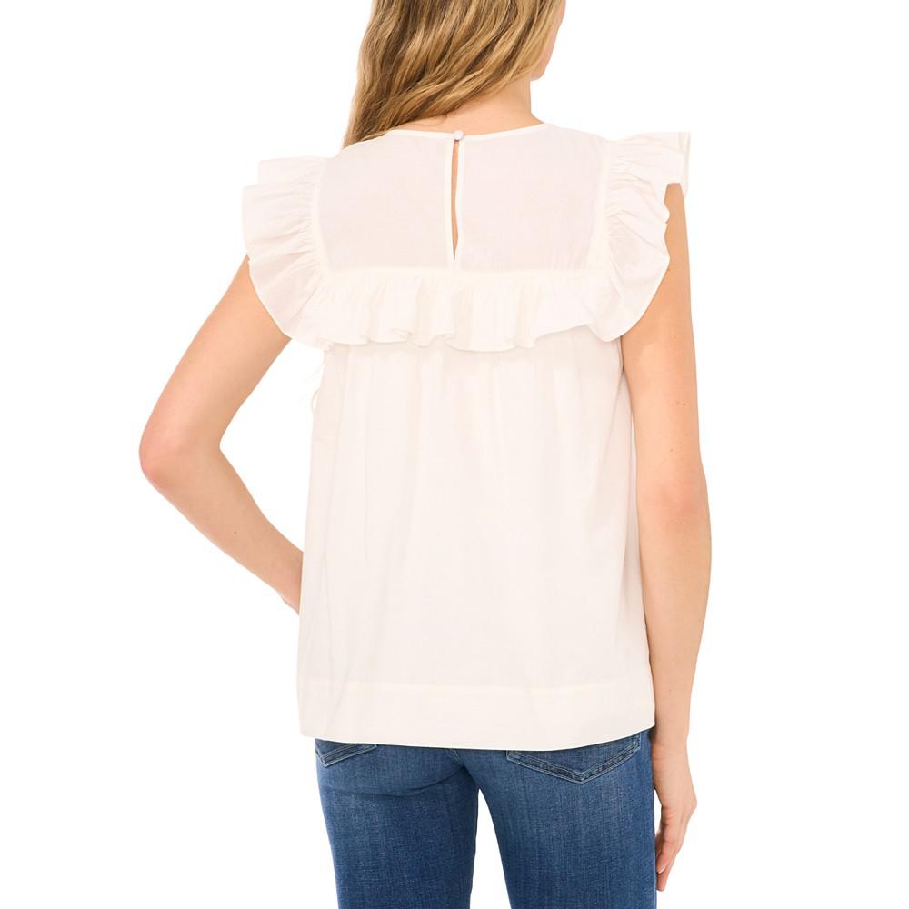 CeCe Women's Ruffled Embroidered Blouse
