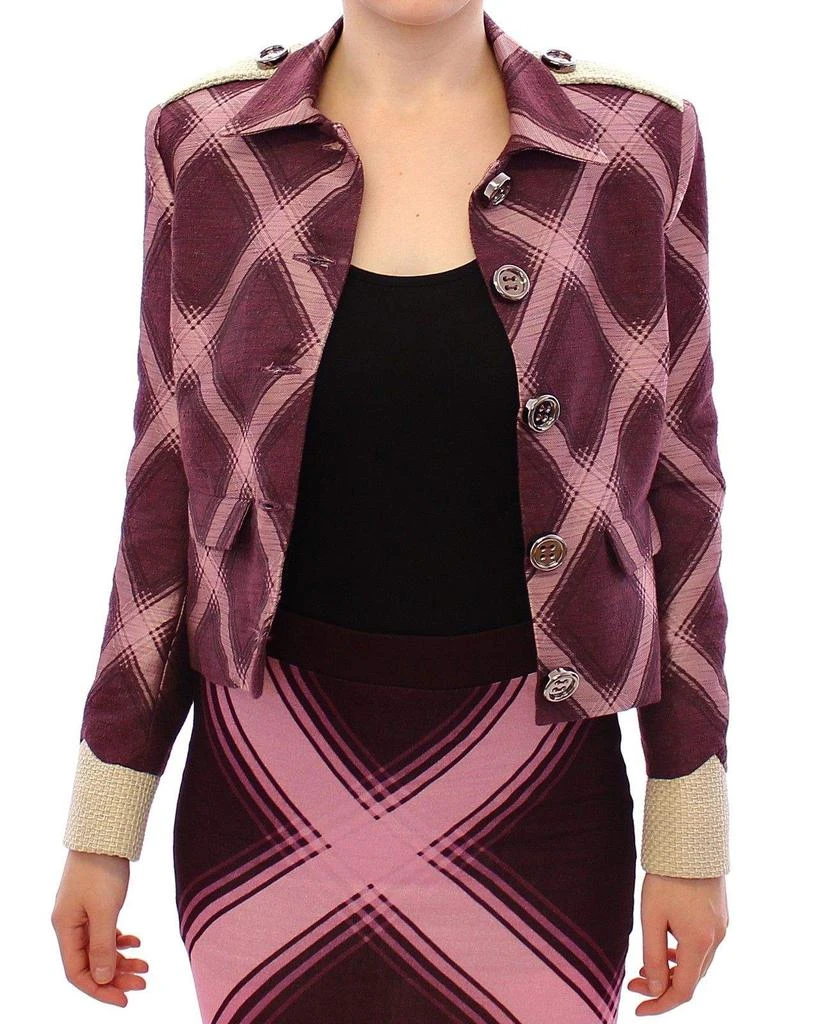 House of Holland House of Holland Check Trench Coat Blazer Purple Jacket 5