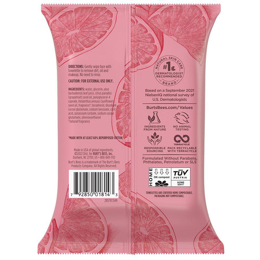 Burt's Bees Clarifying Facial Towelettes Pink Grapefruit