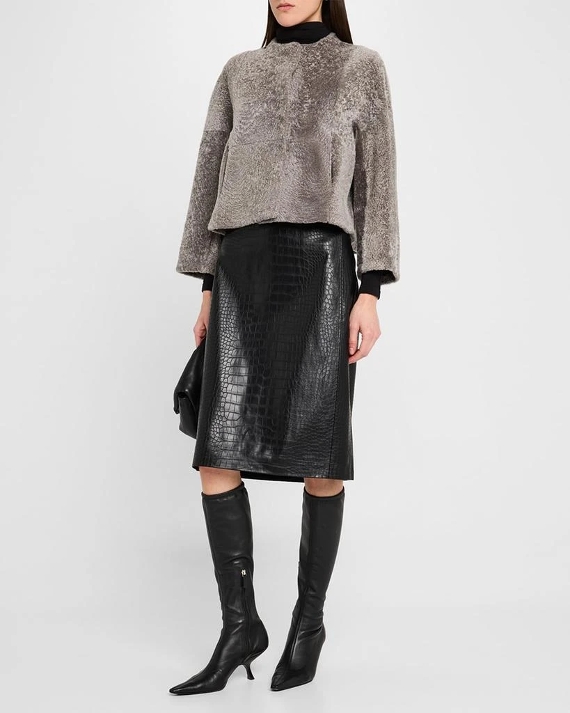 Gorski Reversible Collarless Shearling Lamb Jacket 2