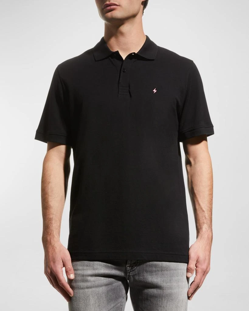 Jared Lang Men's Lightning Bolt Pima Cotton Knit Piqué Polo Shirt 2
