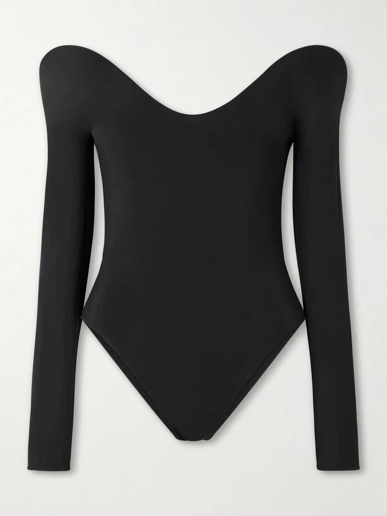Alaïa Open-back Padded Jersey Bodysuit