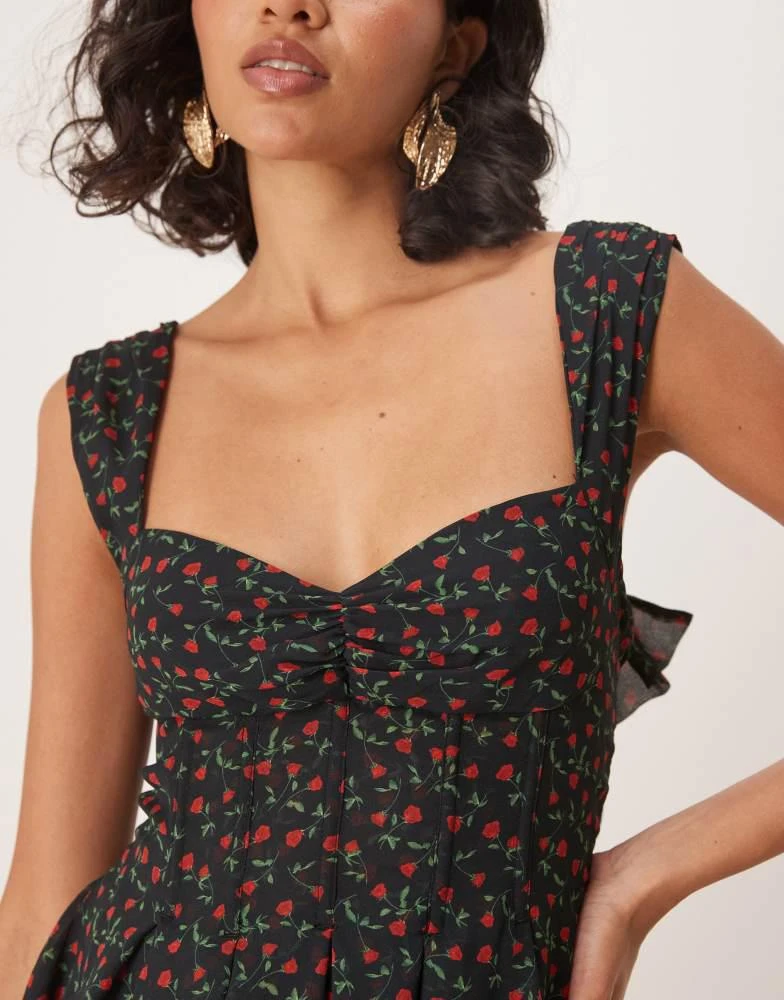 For Love & Lemons August sweetheart mini dress in black ditsy rose  On  Sale Now with Up to 60% Off | Discover Exclusive Deals & Savings at  BeyondStyle  Authentic For