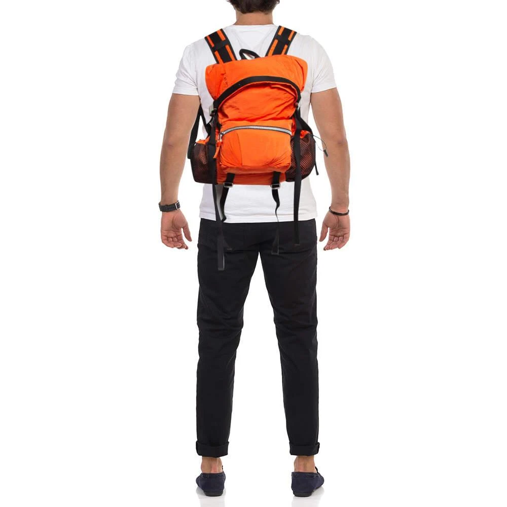 Shop Bottega Veneta Orange Nylon Webbing Trimmed Shell  display picture 3