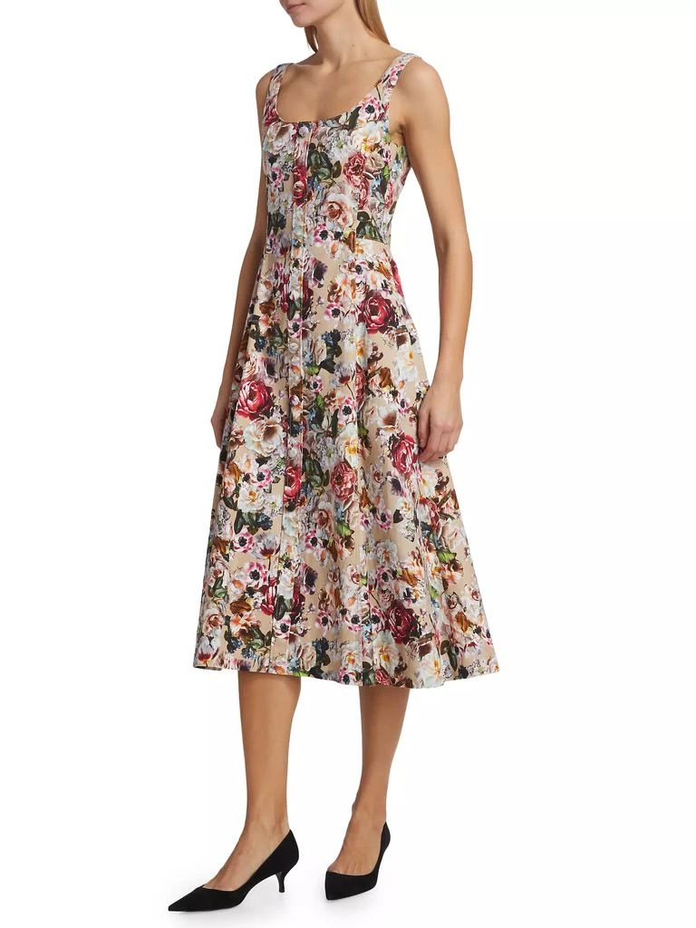 Adam Lippes Button-Front Floral Dress 4