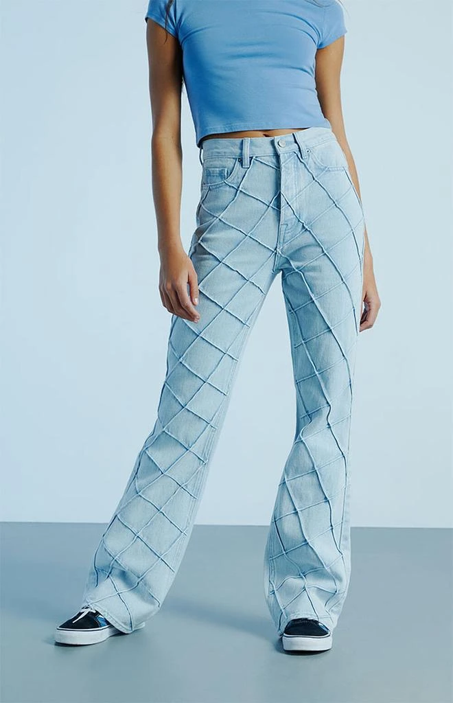 PacSun Light Blue Pintuck High Waisted Bootcut Jeans 2