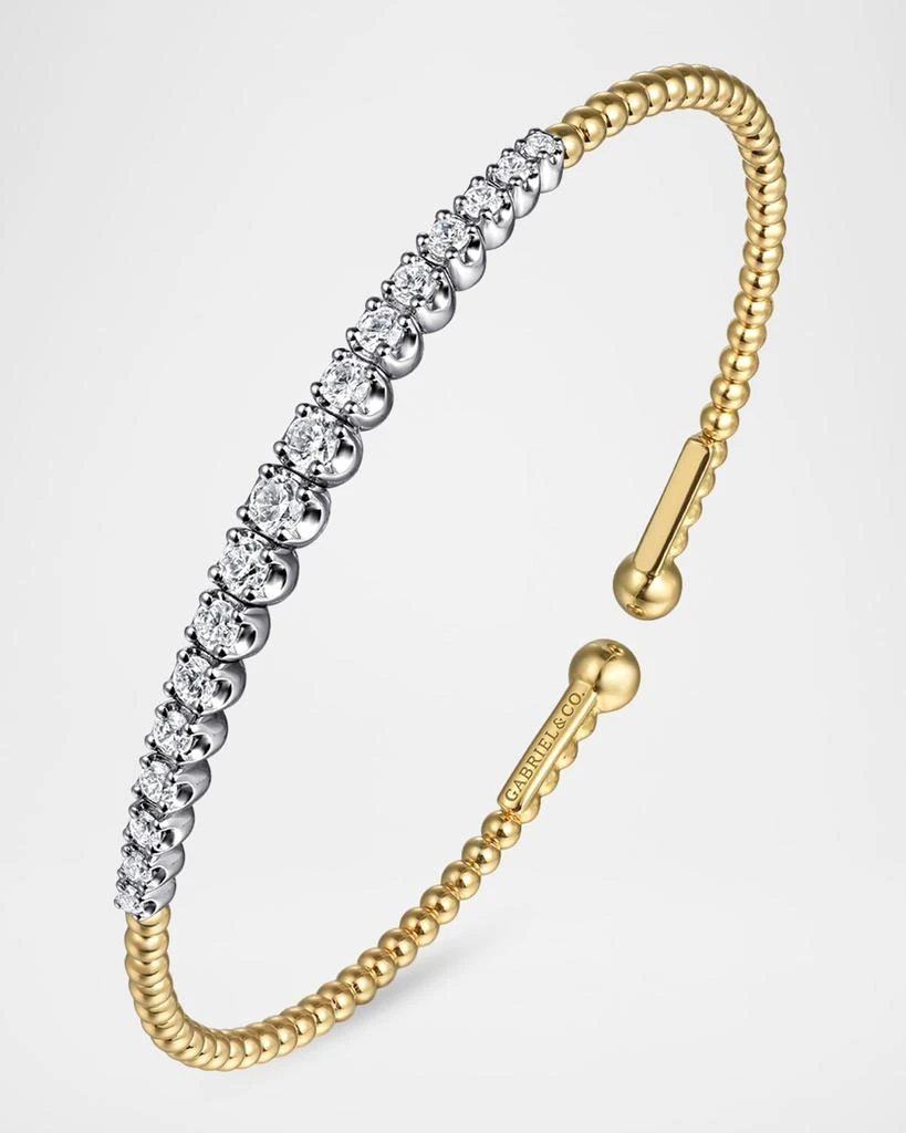 Gabriel 
Co 14K White and Yellow Gold Diamond Bujukan Bangle 3