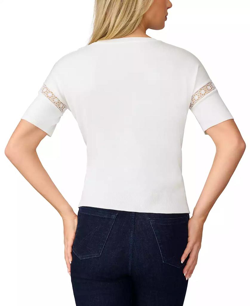 Melissa Paige Women's Lace-Inset Short-Sleeve Sweater