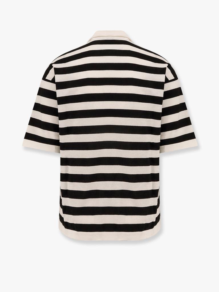 ALPHA STUDIO Striped cotton crepe polo shirt