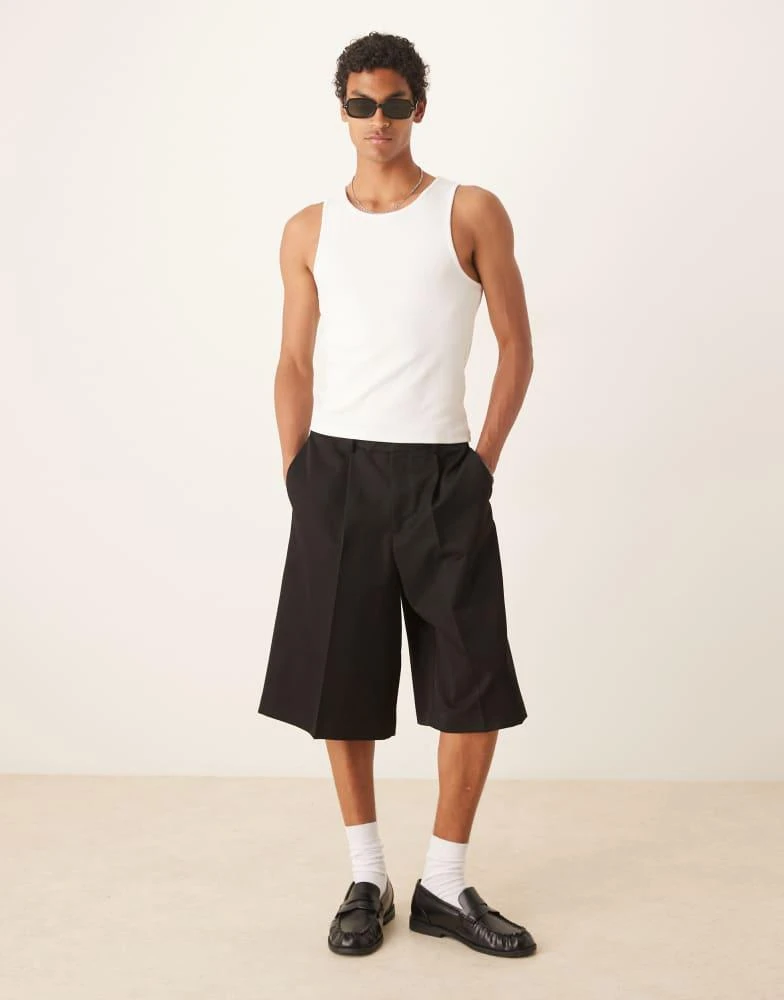 ASOS ASOS DESIGN smart oversized bermuda shorts with front pleat in black 1