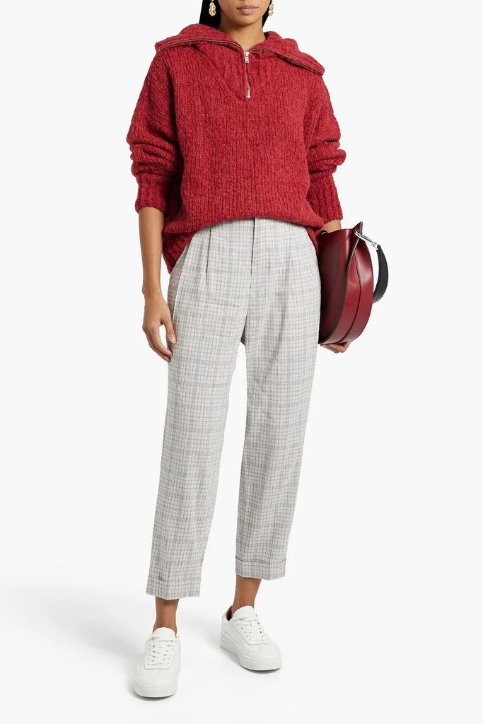 Isabel Marant Étoile Lowea pleated checked linen-blend tapered pants 2