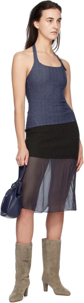 Paloma Wool Brown & Navy Holly Midi Skirt 4