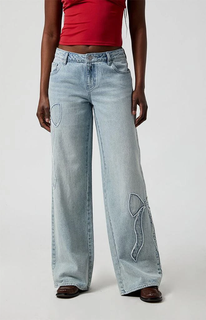 PacSun Casey Bow Low Rise Baggy Jeans Light Indigo 1