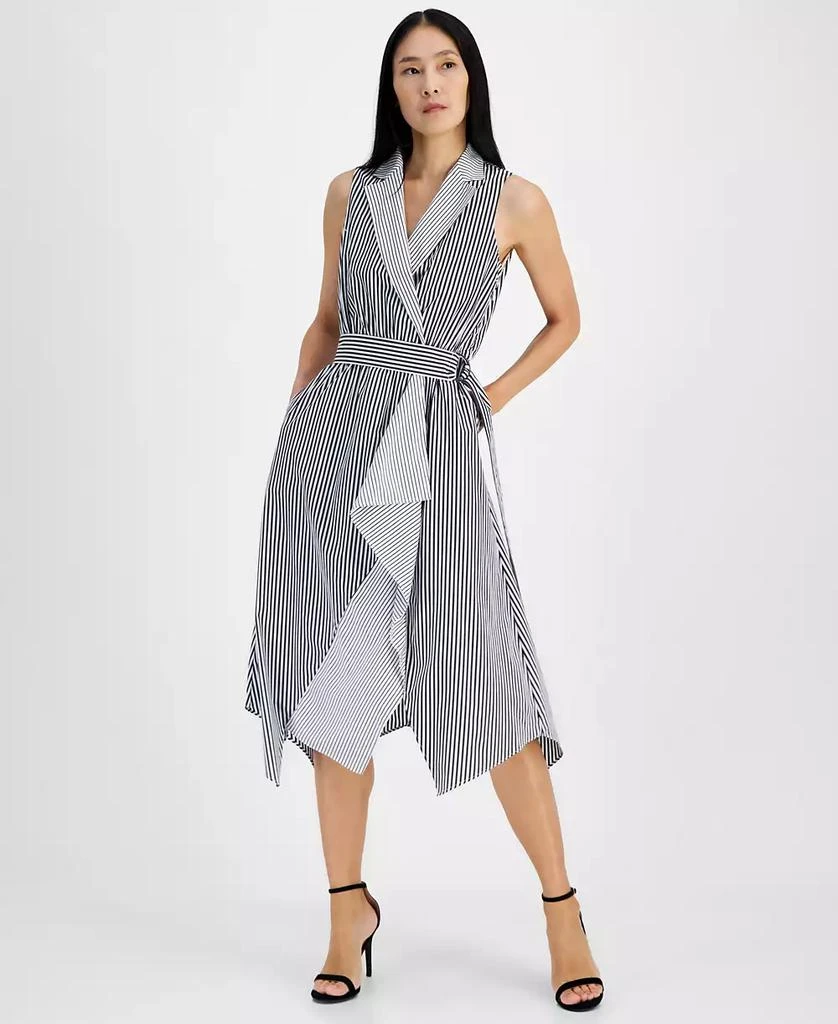 Anne Klein Women's Cotton Handkerchief-Hem Midi Dress 5