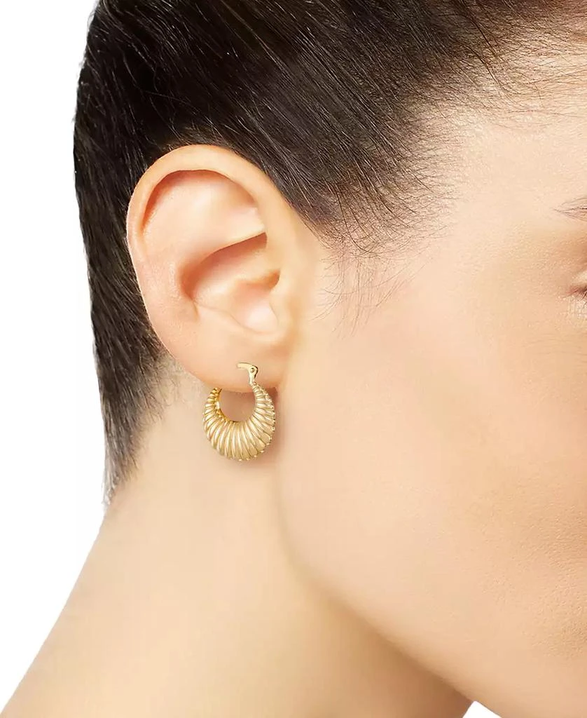 Macy's Shrimp Textured Hoop Earrings in 10k Yellow Gold 2