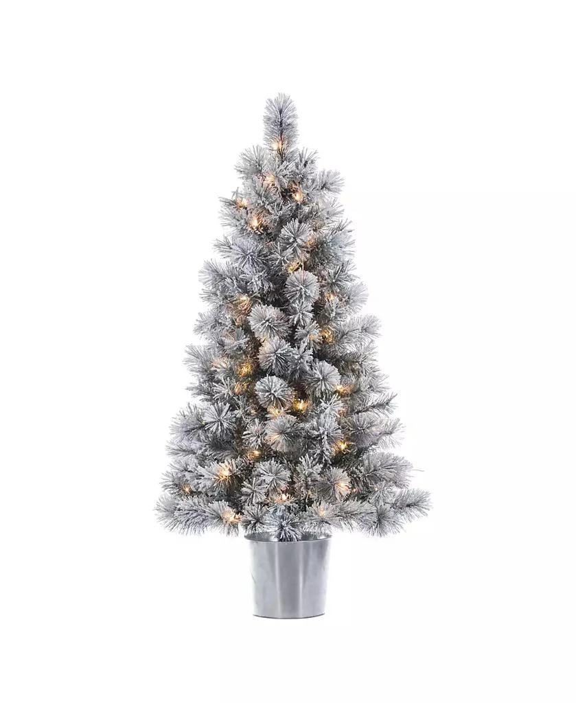 Sterling 4.5-Foot High Flocked Pre-lit Mixed Needle Boise Pine in Silver Bucket 1