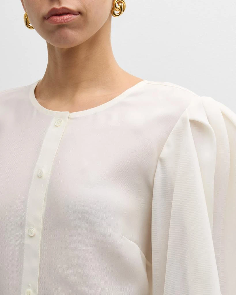 Carolina Herrera Puff Sleeve Button-Front Top 5