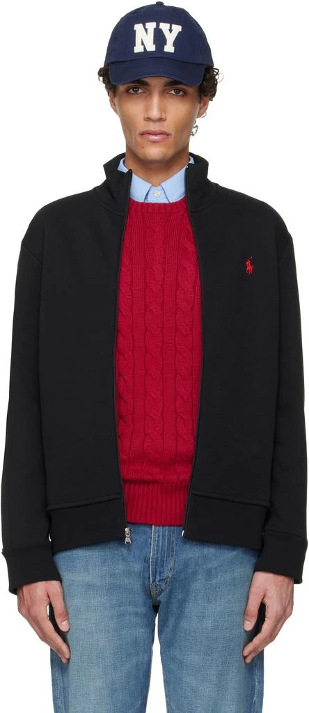 Ralph Lauren Black Double Knit Long Sleeve Track Jacket